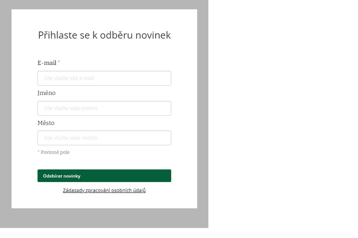 Přihlášení k odběru novinek